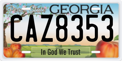 GA license plate CAZ8353