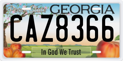 GA license plate CAZ8366