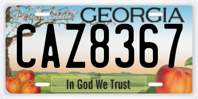 GA license plate CAZ8367