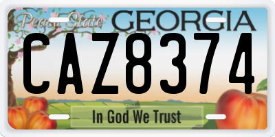 GA license plate CAZ8374