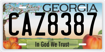 GA license plate CAZ8387