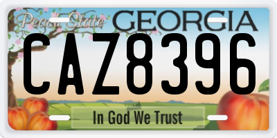 GA license plate CAZ8396