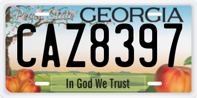 GA license plate CAZ8397