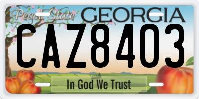 GA license plate CAZ8403