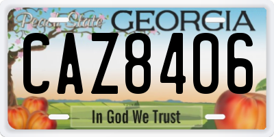 GA license plate CAZ8406