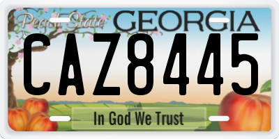 GA license plate CAZ8445