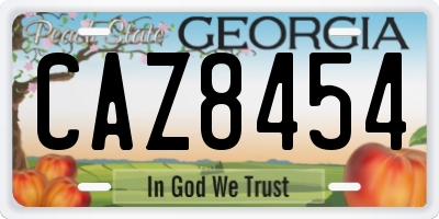 GA license plate CAZ8454