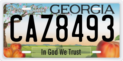 GA license plate CAZ8493