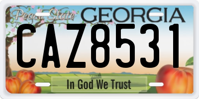 GA license plate CAZ8531