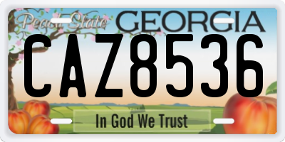 GA license plate CAZ8536