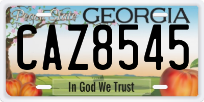 GA license plate CAZ8545