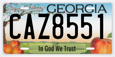 GA license plate CAZ8551