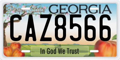 GA license plate CAZ8566