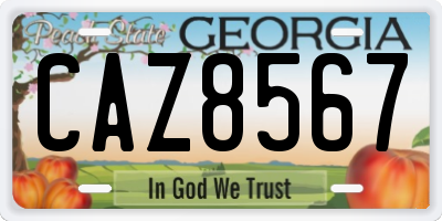 GA license plate CAZ8567
