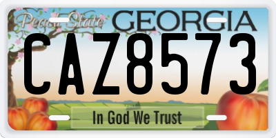 GA license plate CAZ8573