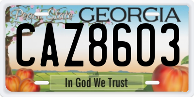 GA license plate CAZ8603