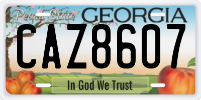GA license plate CAZ8607