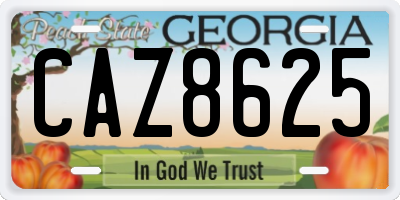 GA license plate CAZ8625