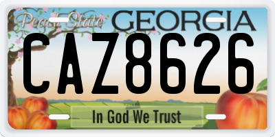 GA license plate CAZ8626