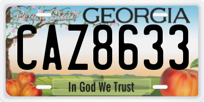 GA license plate CAZ8633