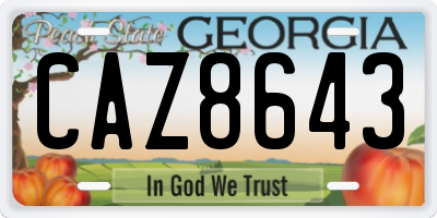 GA license plate CAZ8643
