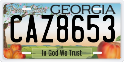 GA license plate CAZ8653