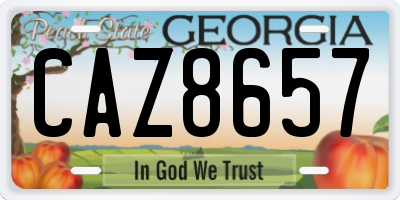 GA license plate CAZ8657