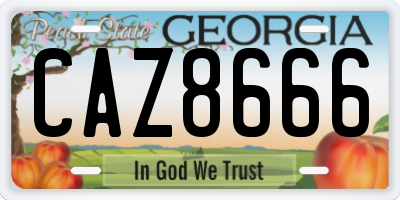 GA license plate CAZ8666