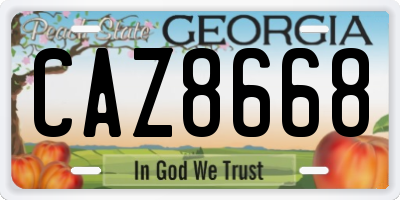 GA license plate CAZ8668
