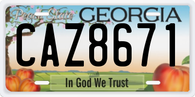GA license plate CAZ8671