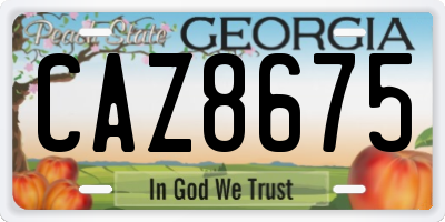 GA license plate CAZ8675