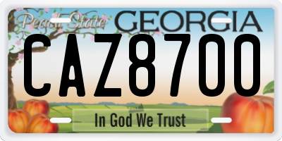 GA license plate CAZ8700