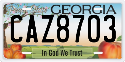 GA license plate CAZ8703