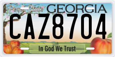 GA license plate CAZ8704