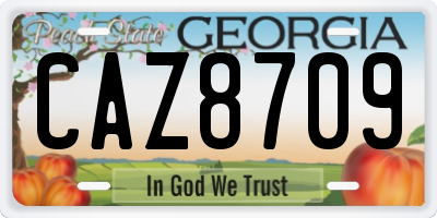 GA license plate CAZ8709
