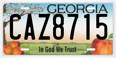 GA license plate CAZ8715