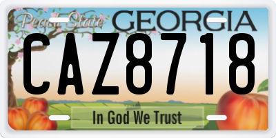 GA license plate CAZ8718