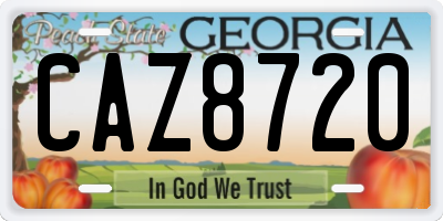 GA license plate CAZ8720