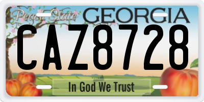 GA license plate CAZ8728