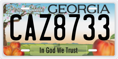 GA license plate CAZ8733