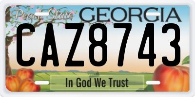 GA license plate CAZ8743