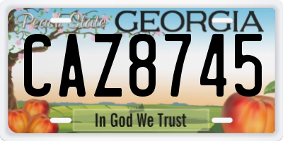 GA license plate CAZ8745