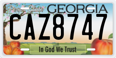 GA license plate CAZ8747