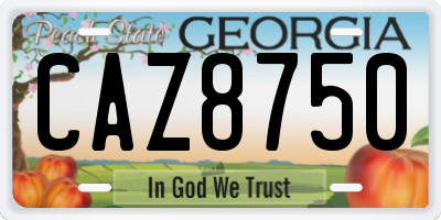 GA license plate CAZ8750