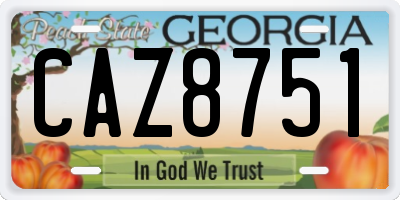 GA license plate CAZ8751