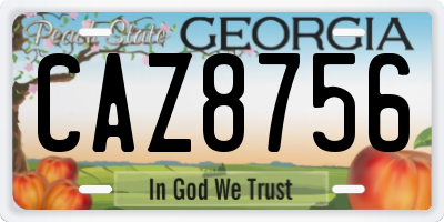 GA license plate CAZ8756