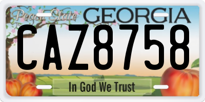 GA license plate CAZ8758