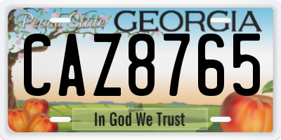GA license plate CAZ8765