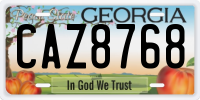 GA license plate CAZ8768