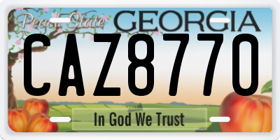 GA license plate CAZ8770